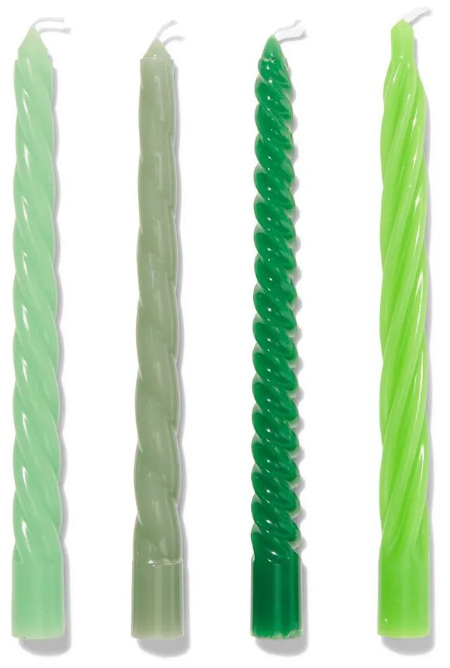 HEMA Kaarsen Met Twist Ø2x25 Groen - 4 Stuks (groen)