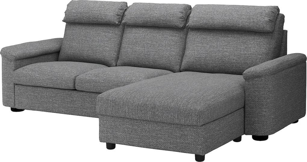 IKEA LIDHULT 3-zits slaapbank Met chaise longue/lejde grijs/zwart - lKEA
