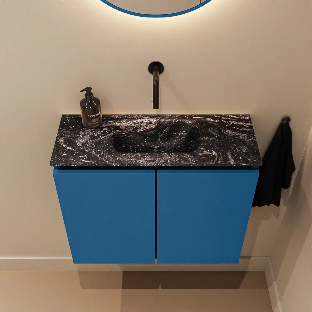 Mondiaz Ture DLux toiletmeubel 60cm jeans met wastafel lava midden zonder kraangat