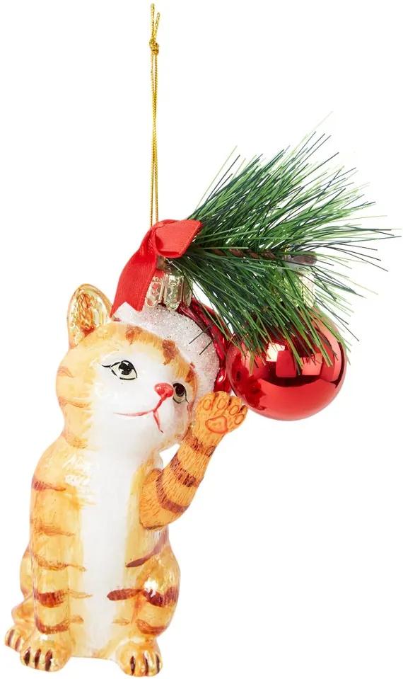 Kurt Adler Rode kat kersthanger 13 cm