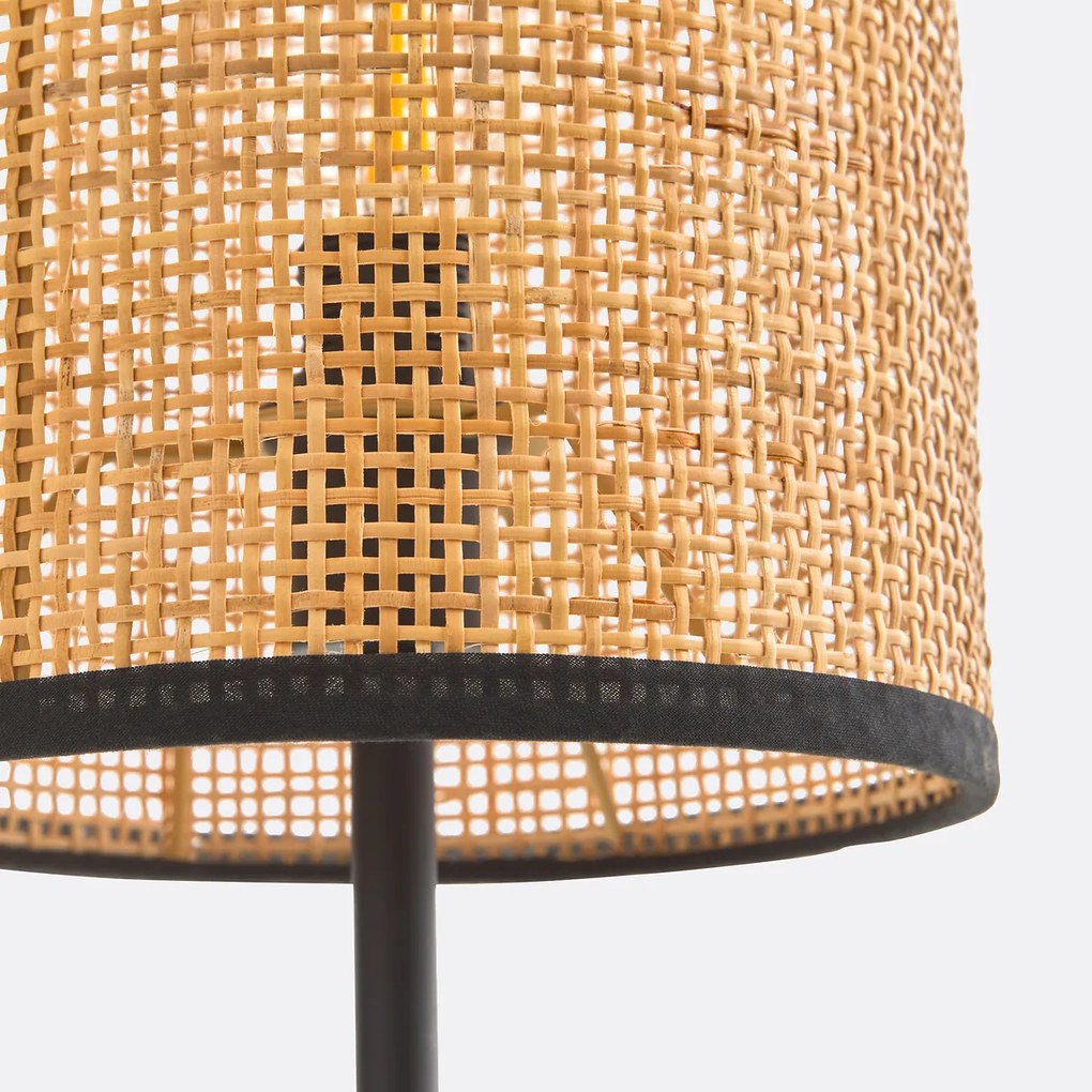 Wandlamp in ijzer en rotan, Cara