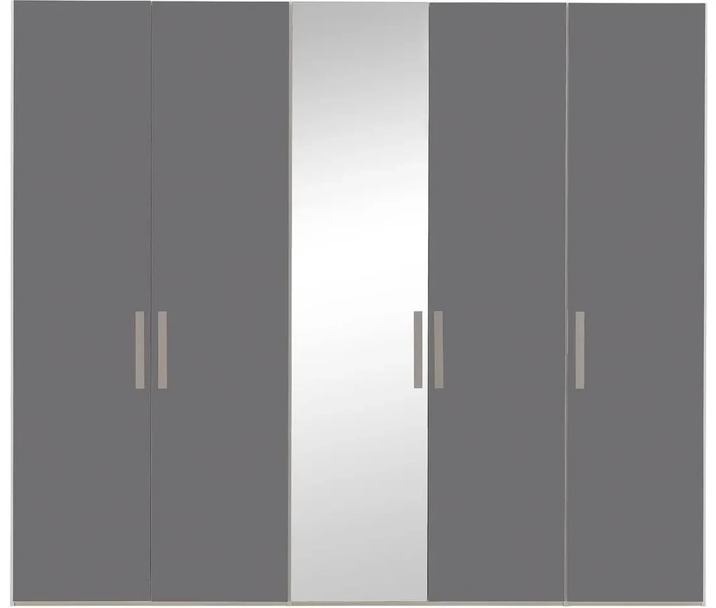 Goossens Kledingkast Easy Storage Ddk, Kledingkast 253 cm breed, 220 cm hoog, 4x glas draaideur en 1x spiegel draaideur midden
