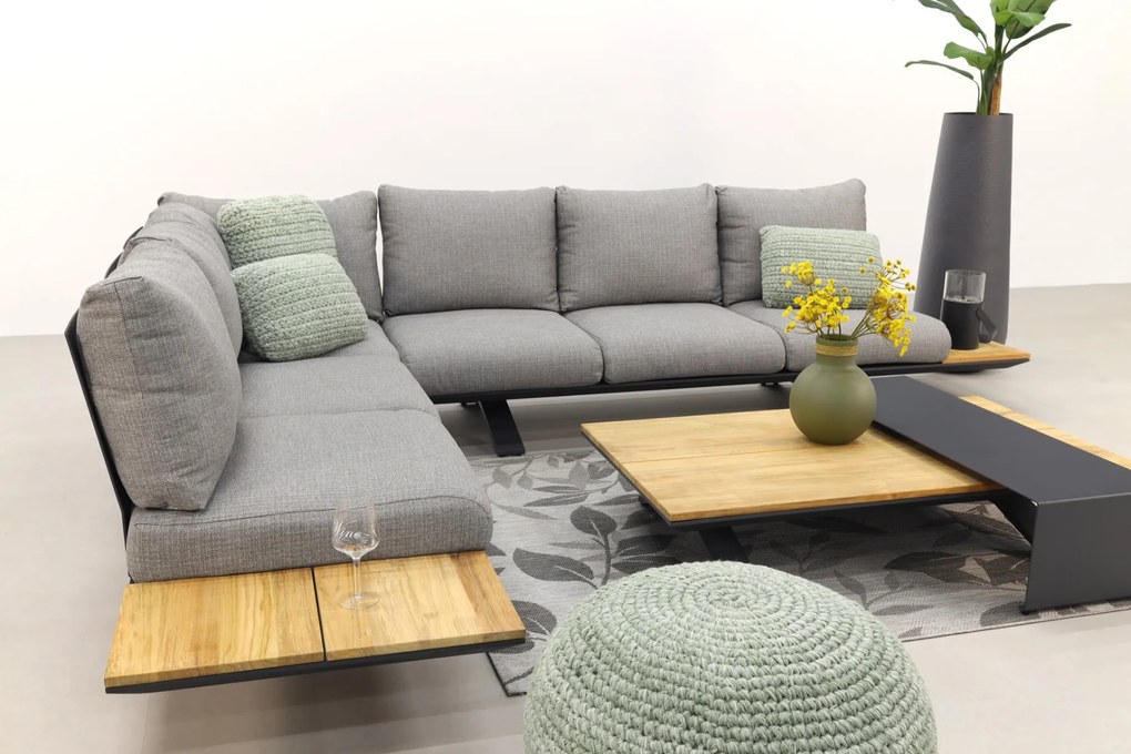Suns Stockholm loungeset - Antraciet/teak - Light anthracite