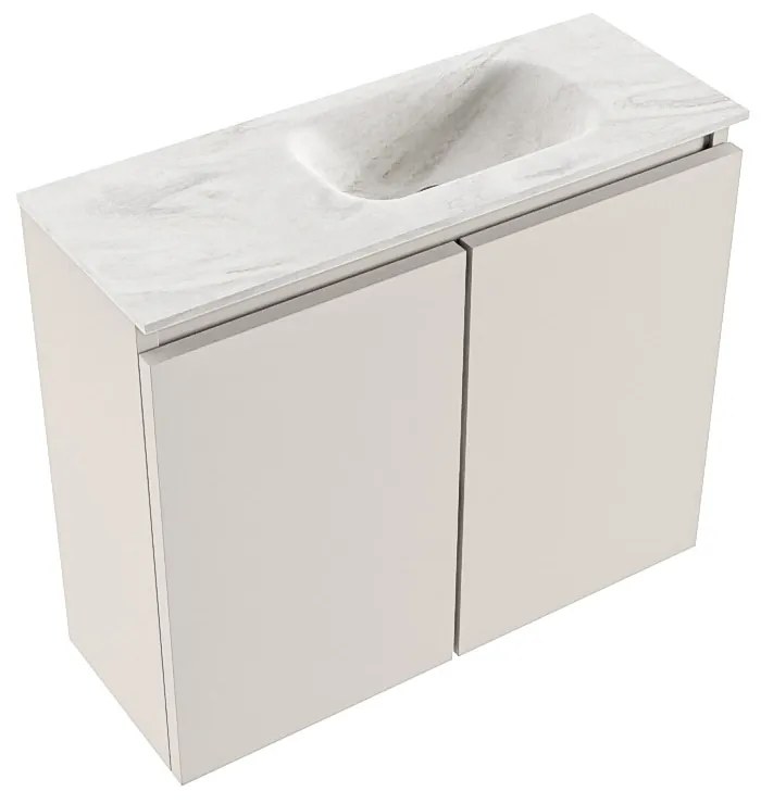 Mondiaz Ture DLux toiletmeubel 60cm linen met wastafel ostra rechts zonder kraangat