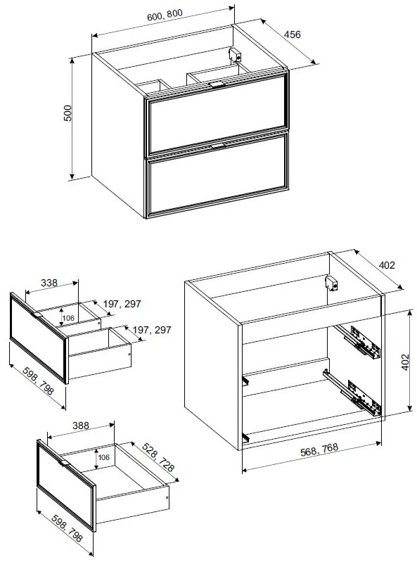 Comad Talia Casella badkamermeubel 60cm met witte wastafel 1 kraangat eiken/zwart