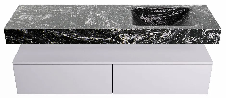 Mondiaz Alan DLux badmeubel 150cm cale 2 lades met wastafel lava rechts 1 kraangat