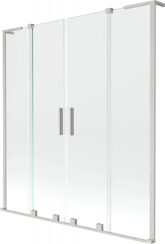 Mexen Velar L Duo badwand 2-delige schuifdeur 150 x 150 cm, transparant, geborsteld nikkel - 896-150-003-02-97