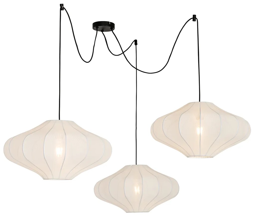 Stoffen Eettafel / Eetkamer Smart hanglamp met dimmer wit 50cm 3-lichts incl. 3 Wifi G95 - Plu E27 Binnenverlichting Lamp