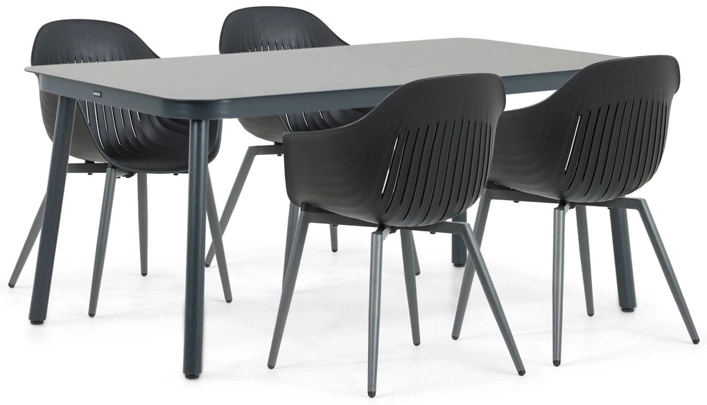 Tuinset 4 personen 160 cm Aluminium Zwart Lifestyle Garden Furniture Lissabon/Tavano