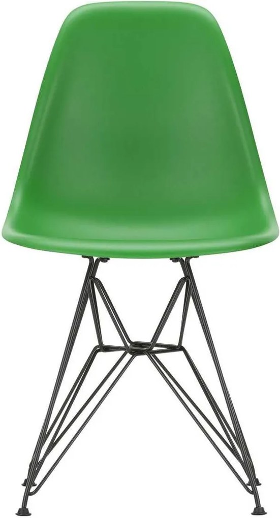 Vitra Eames DSR stoel met zwart gepoedercoat onderstel Groen