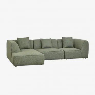 Linker 3-delige Modulaire Chaise Longue Bank Bekleed Met Cardea Bouclé Saliegroen - Sklum