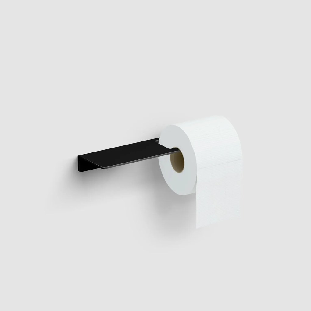 Clou Fold toiletrolhouder met planchet zwart mat