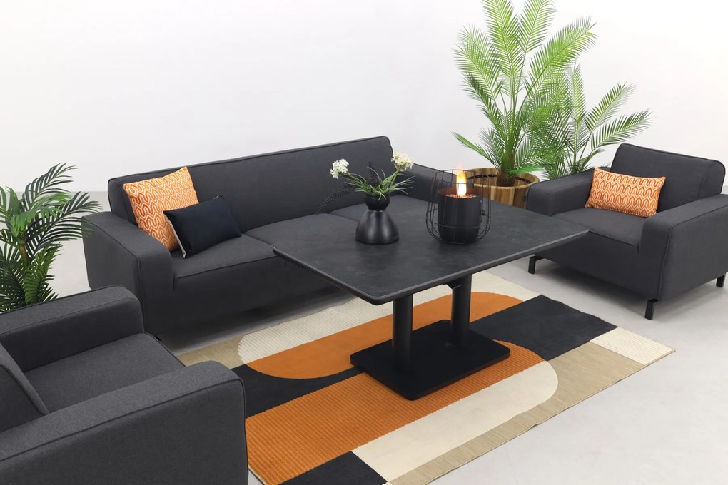 Boavista/Medina stoel-bank loungeset - Sooty - 4-delig verstelbaar