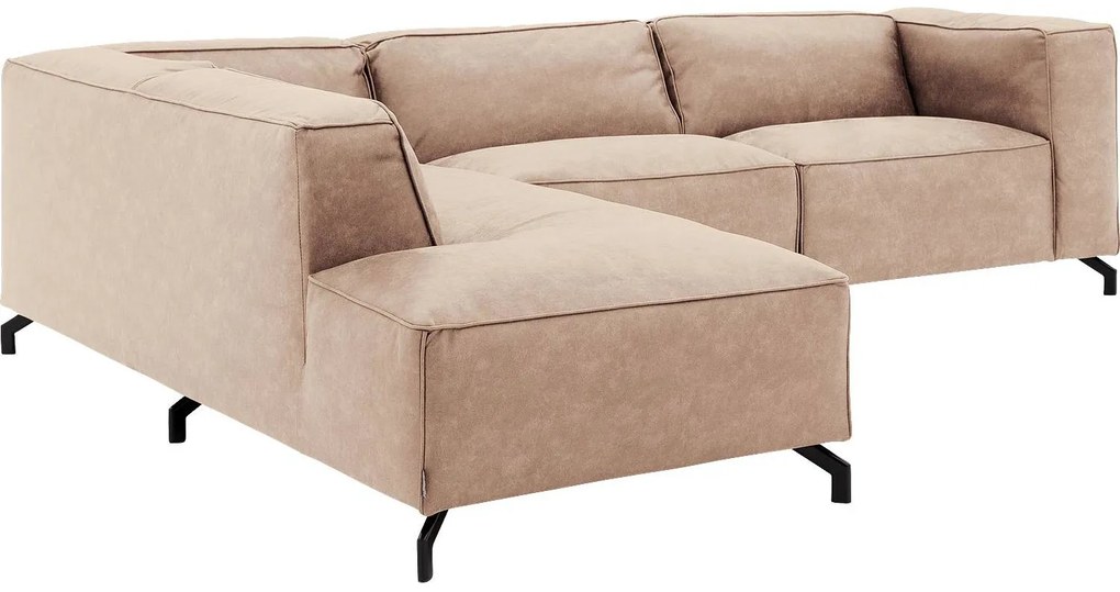 Goossens Bank Calvin beige, micro leer, 3-zits, modern design met ligelement links