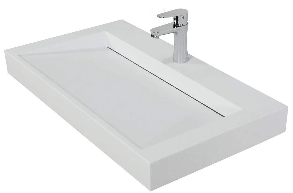 Muebles Estella badmeubel ribbelfront 80cm antraciet mat met solid surface wastafel met kraangat