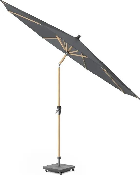 Riva parasol 300 cm rond teak antraciet met kniksysteem