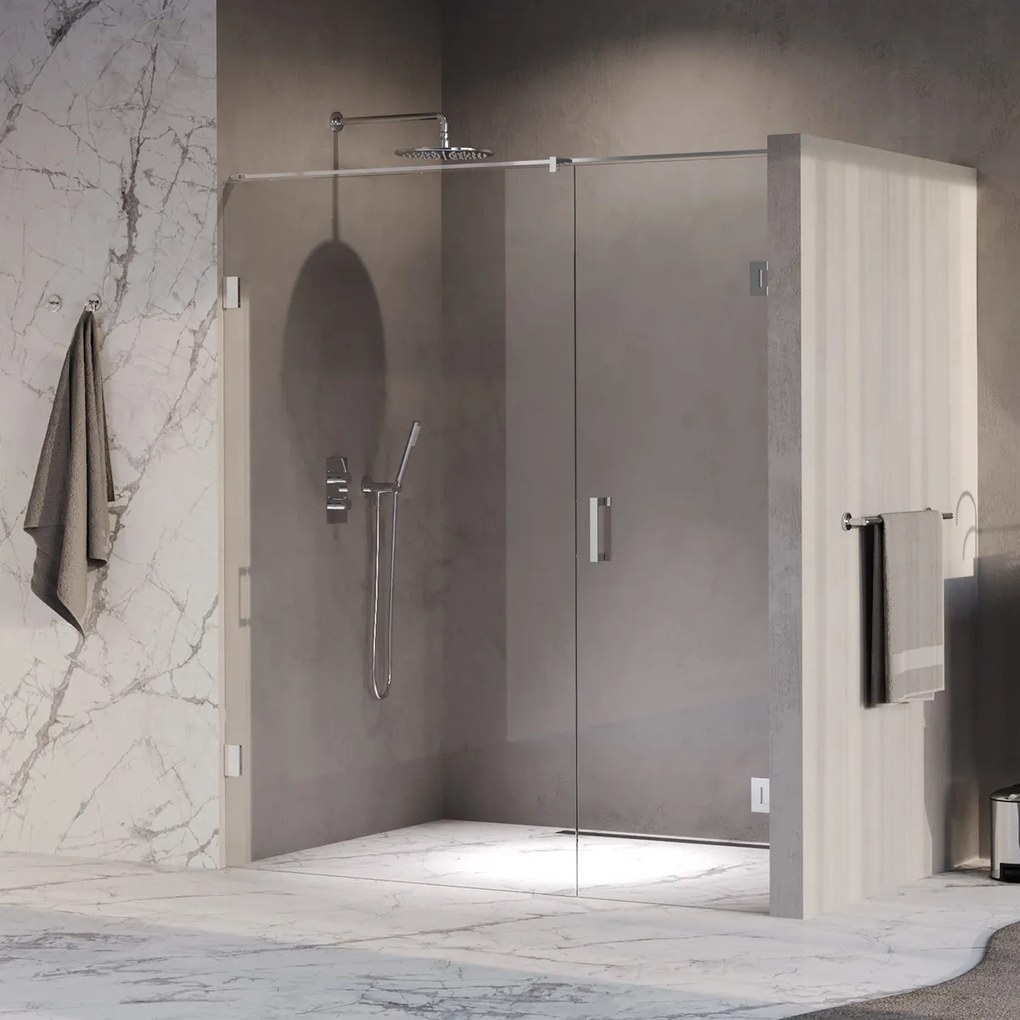 Brauer Void profielloze nisdeur 170cm met draaideur 70cm aan muur chroom