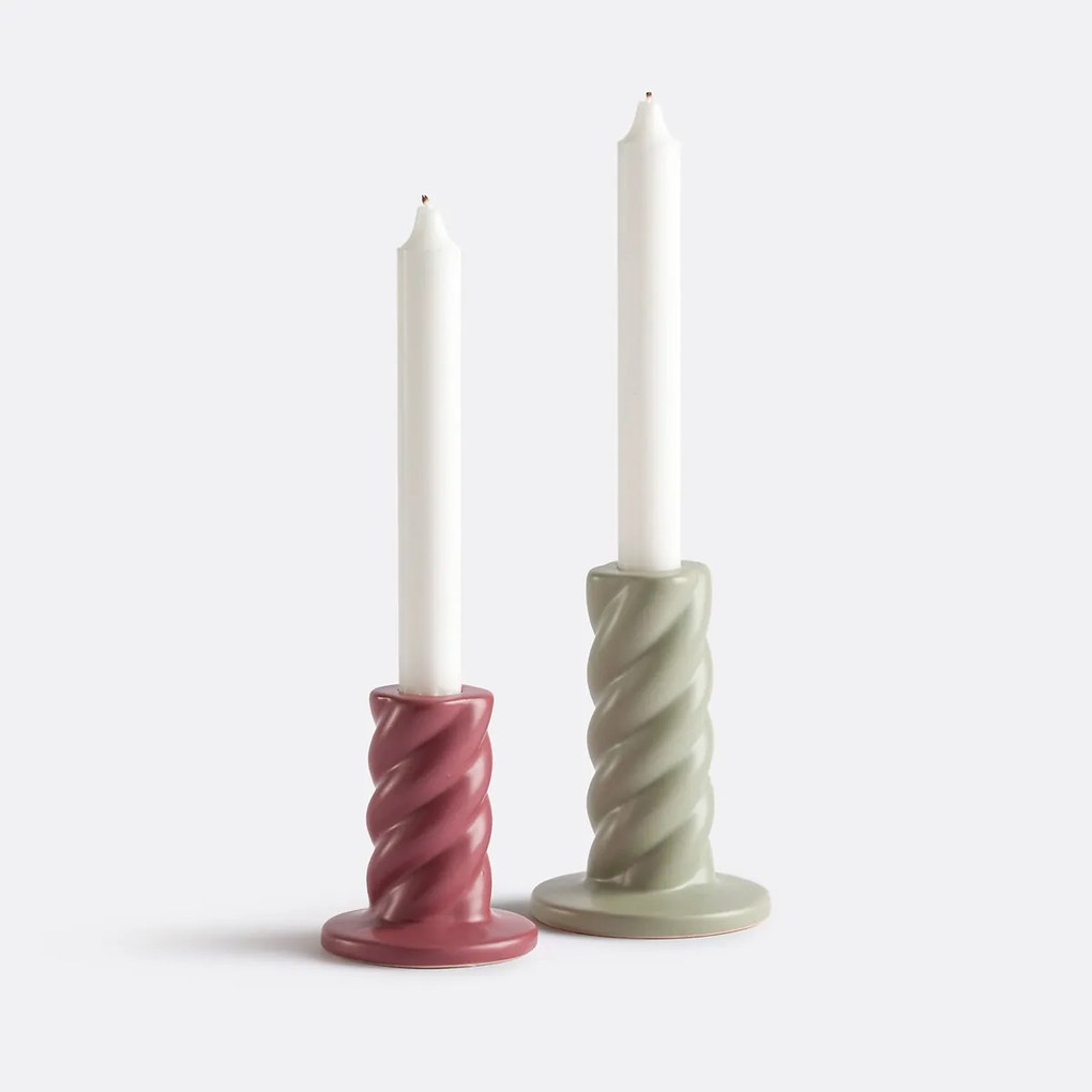 Gedraaide keramische kandelaar H9 cm Vavy