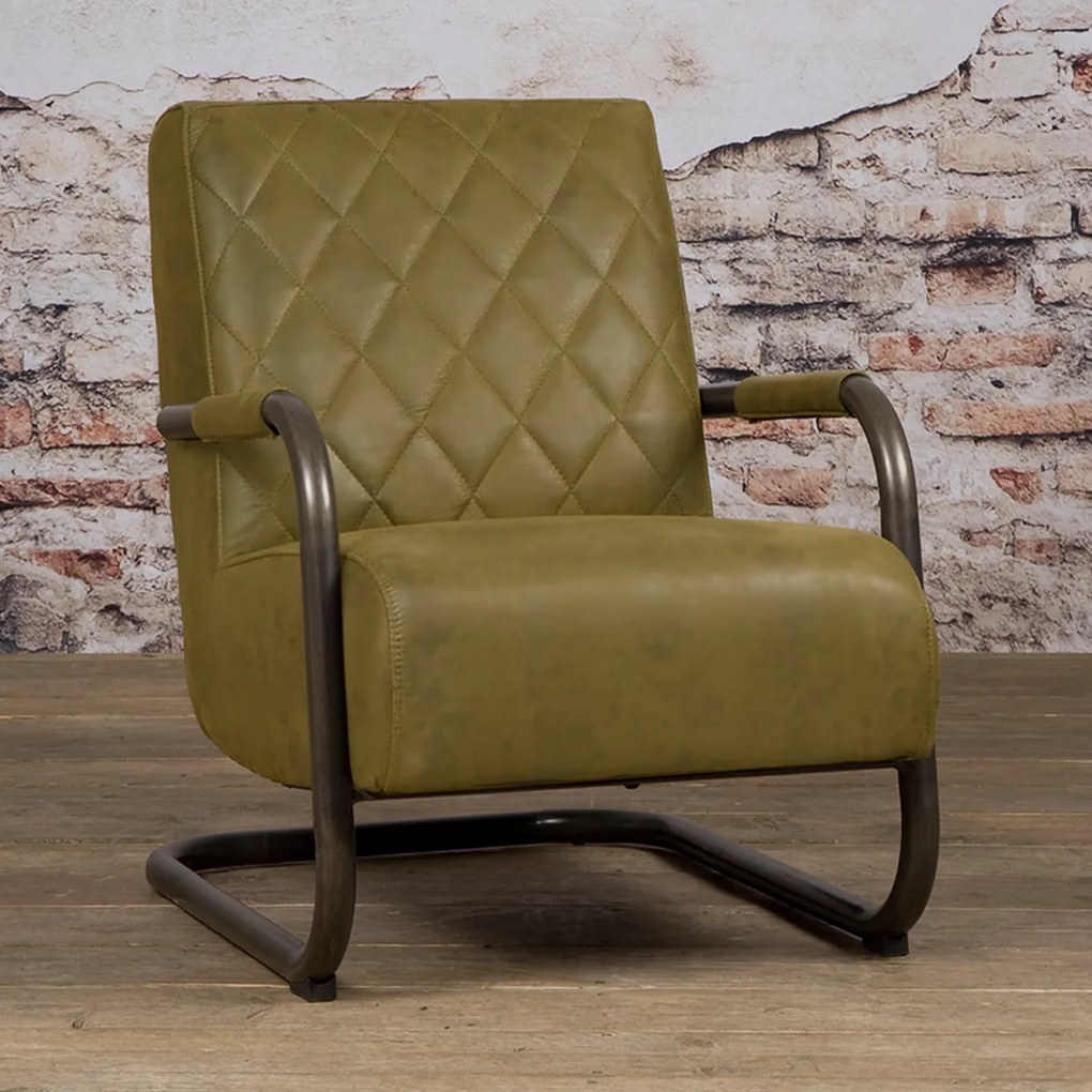 Tower Living Ecoleer Fauteuil Met Ruitstiksel Bull Green Civo