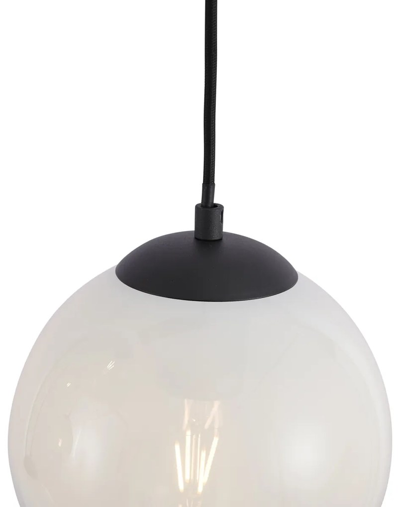 Moderne hanglamp zwart met wit glas rond 7-lichts - Misty