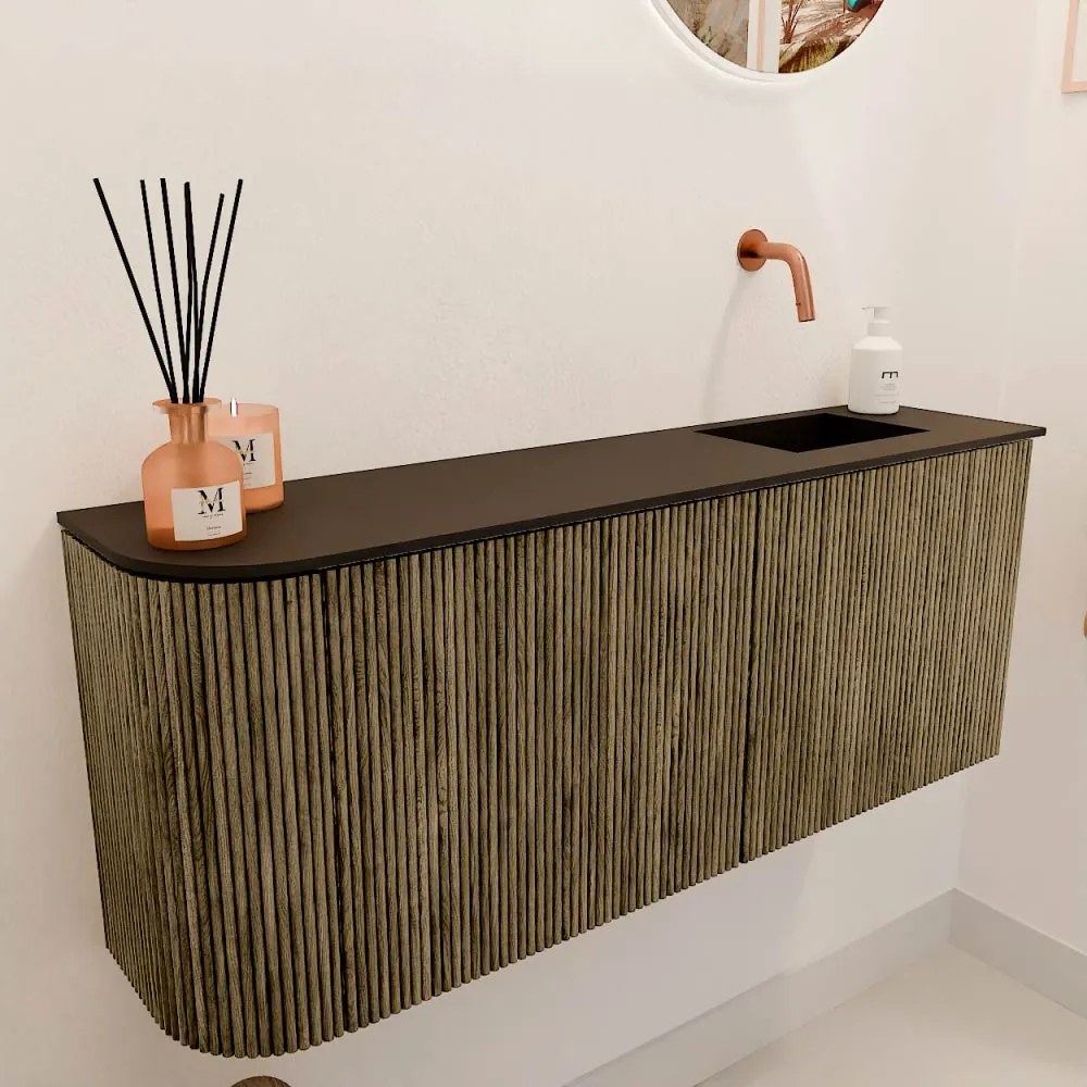 Mondiaz Joya 100cm toiletmeubel ronding links dusk met wastafel faye rechts zonder kraangat urban