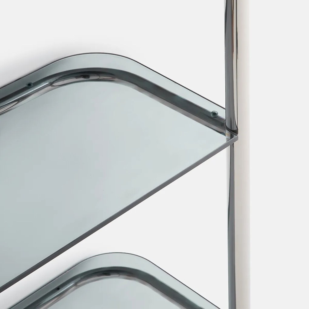 Wandplank van roestvrij staal en gerookt glas, Giorgio