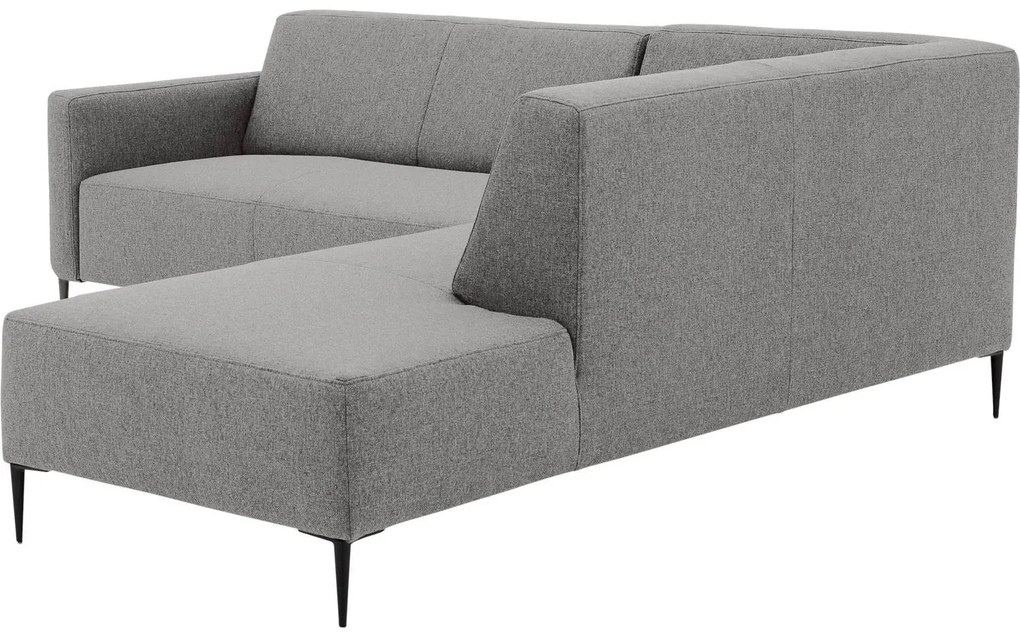 Goossens Key West lichtgrijs, stof, 2-zits, modern design met ligelement rechts