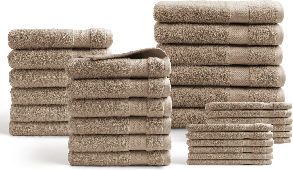 Handdoeken 30 delig set – Hotel Collectie – beige taupe