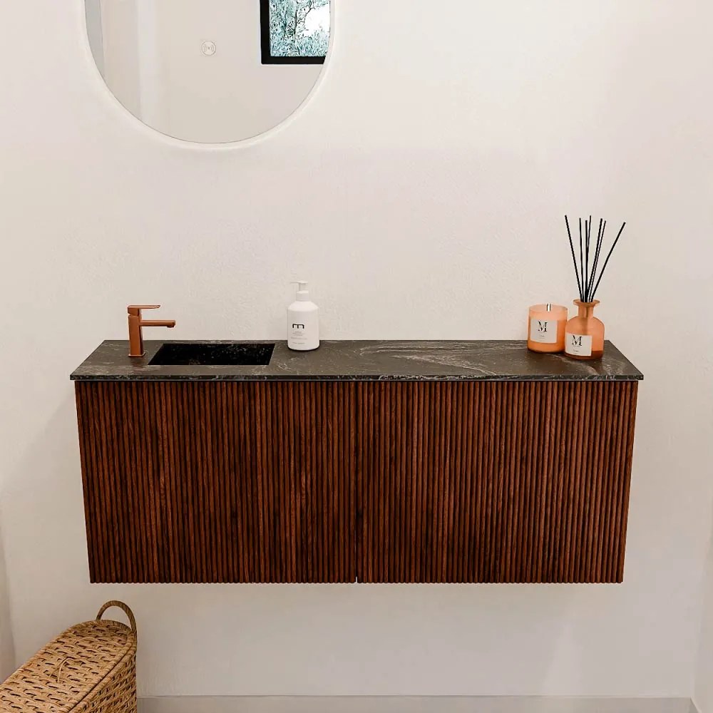 Mondiaz Joya DLux 100cm toiletmeubel ruby met wastafel faye links 1 kraangat lava