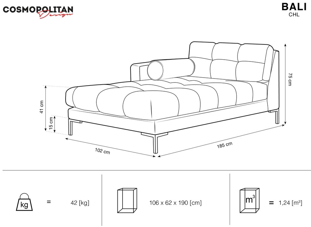 Chaise longue Bali links velvet | Cosmopolitan Design