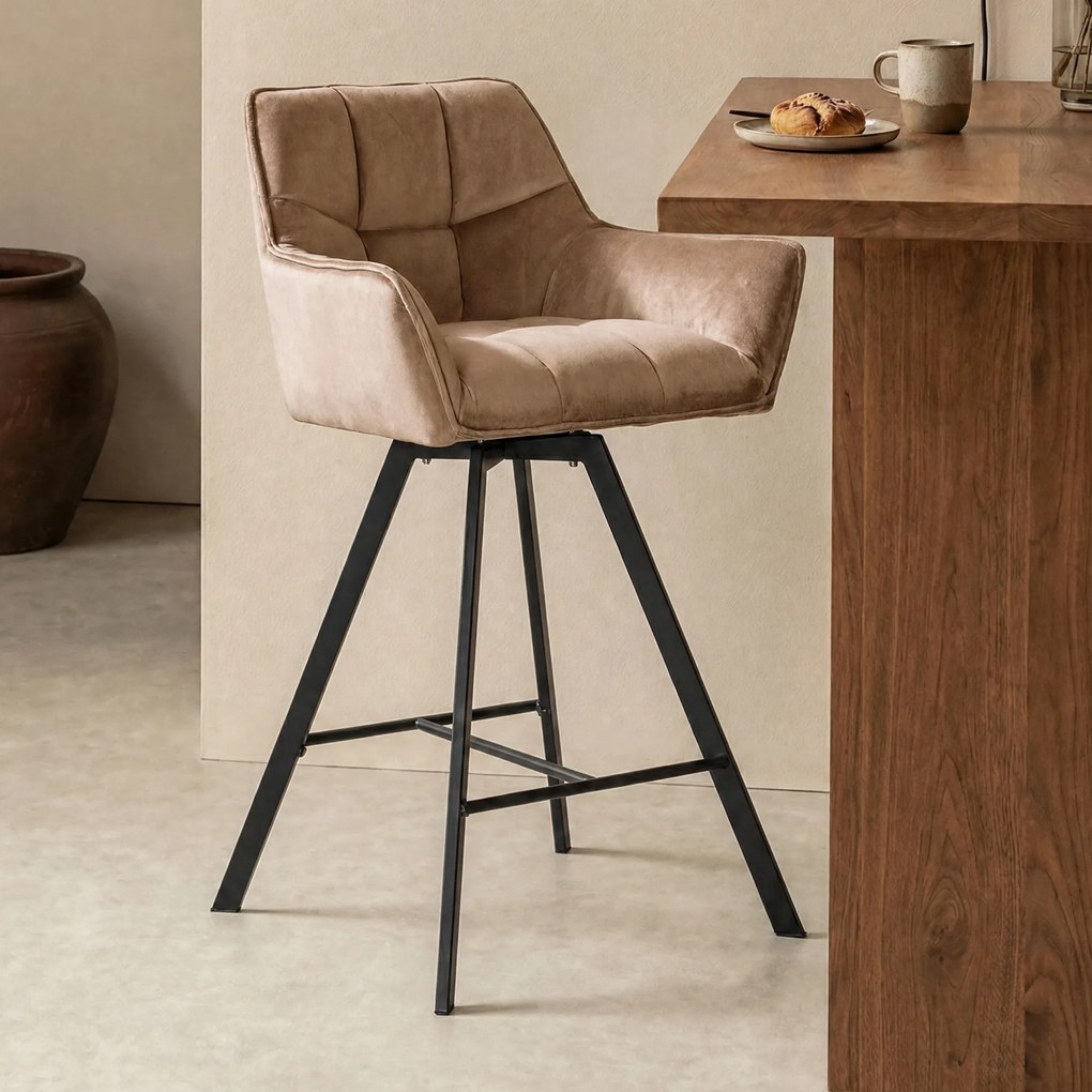 Draaibare Barkruk Champagne Velours
