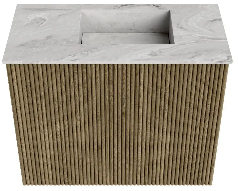 Mondiaz Joya DLux 50cm toiletmeubel dusk met wastafel faye rechts zonder kraangat glace