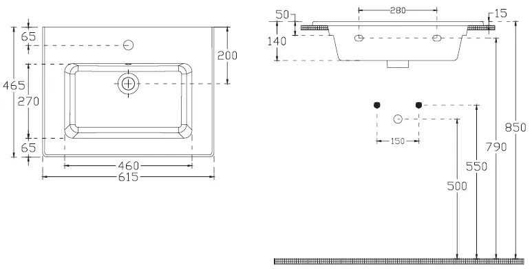 Sanicare Q3 keramische wastafel 61x46.5cm wit