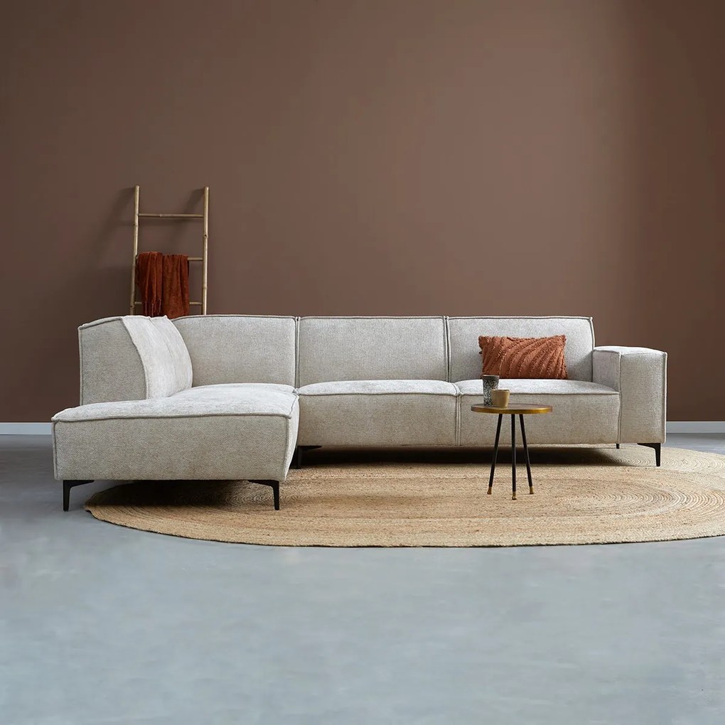 PEPP Interiors River Moderne Hoekbank Beige Stof Ottoman LinksIdesin Majestic 603