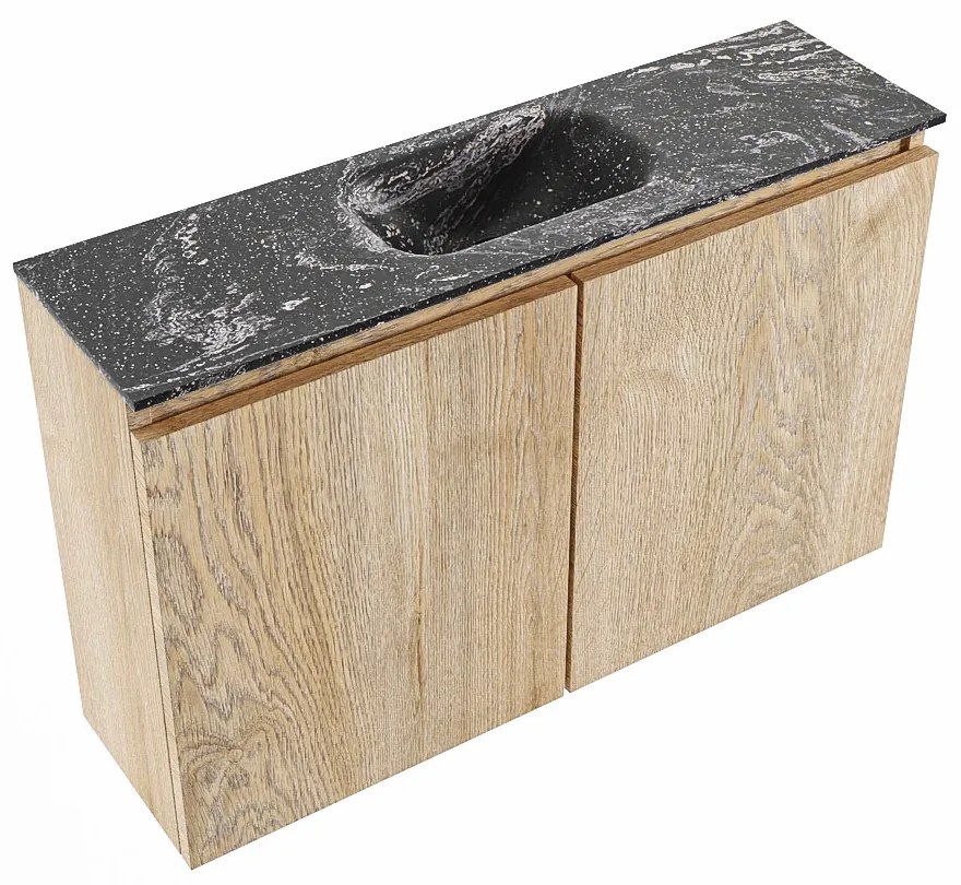 Mondiaz Ture DLux toiletmeubel 80cm washed oak met wastafel lava midden met kraangat