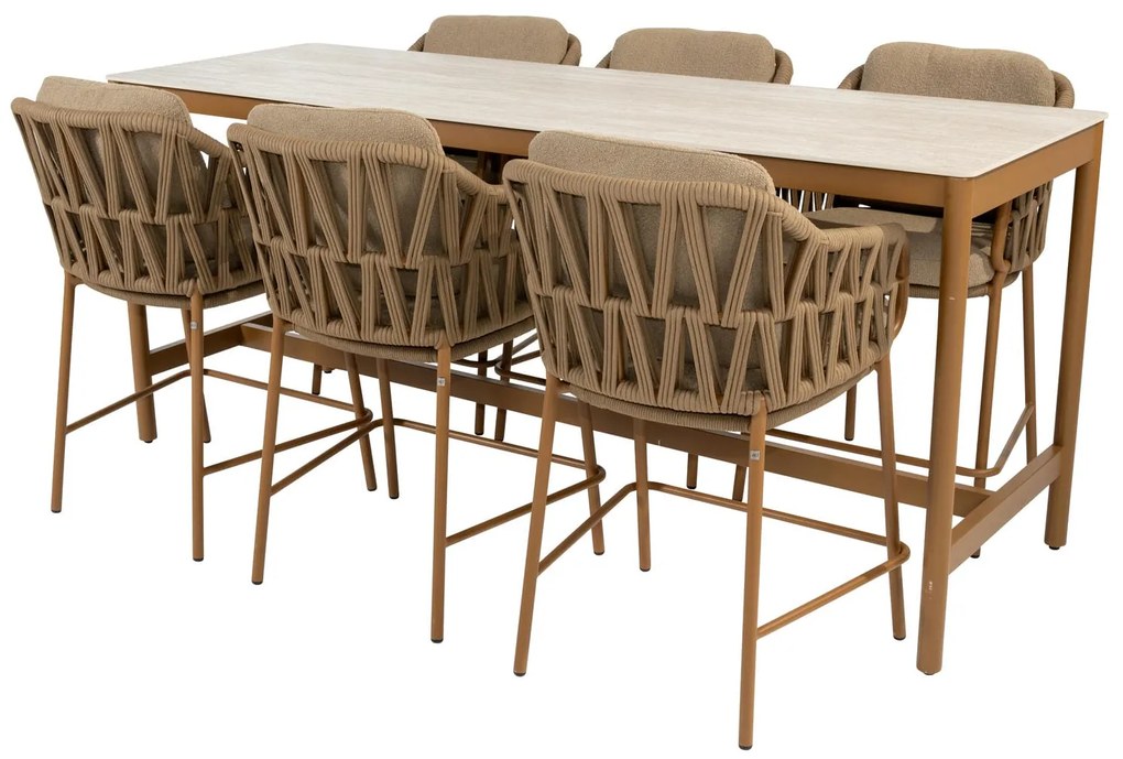 4 Seasons Outdoor Biarritz high dining set met Soho tafel 220 cm Tuinstoel   beige weerbestendig
