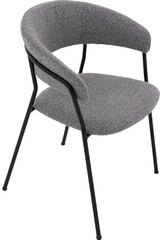 Goossens Eetkamerstoel Ce grijs stof met armleuning, modern design