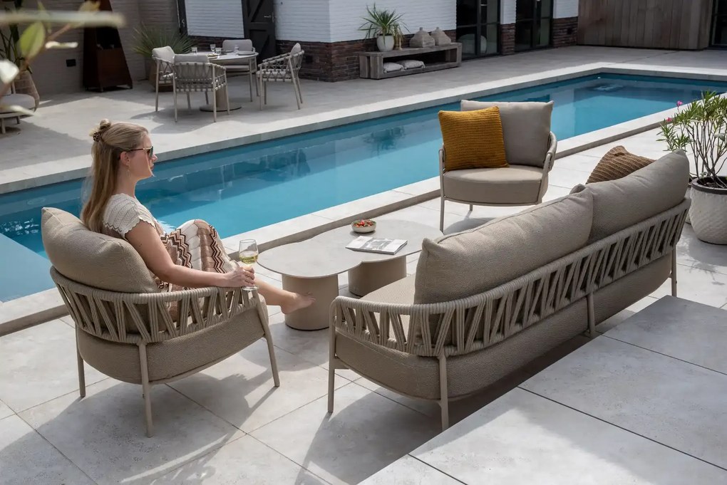 Taste by 4 Seasons Calma 3-zits loungebank latte Loungebank   taupe weerbestendig