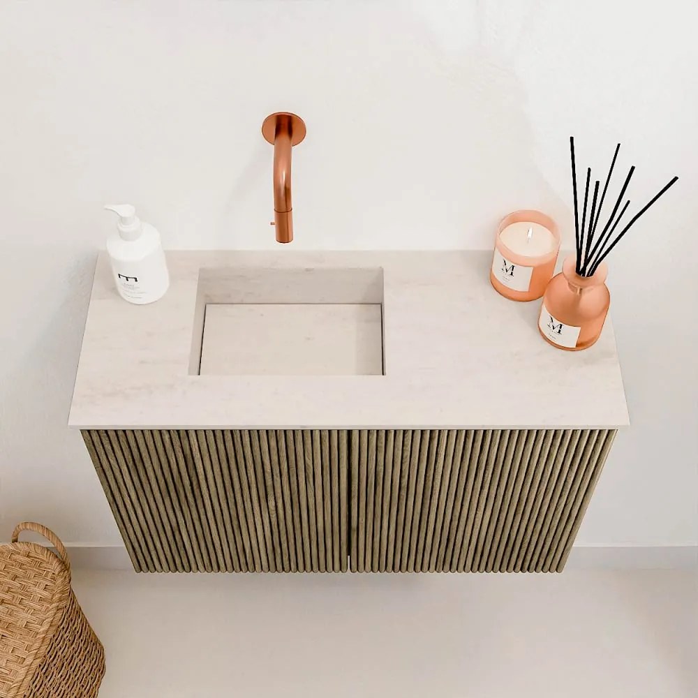 Mondiaz Joya DLux 60cm toiletmeubel dusk met wastafel faye links zonder kraangat meli