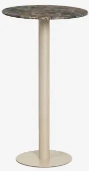 Ronde Hoge Bartafel Ø60 Cm In Natuurlijk Steen Xiren Beige Tapioca & Groen Marmer Forest - Sklum