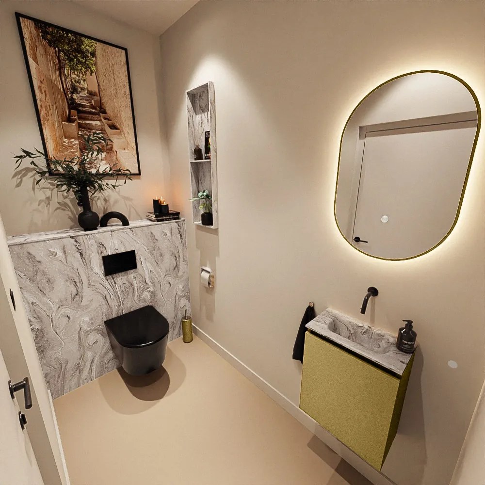 Mondiaz Ture DLux toiletmeubel 40cm oro met wastafel glace midden zonder kraangat