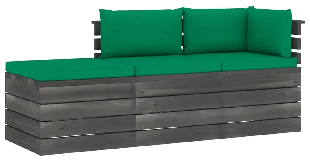 vidaXL 3-delige Loungeset met kussens pallet massief grenenhout