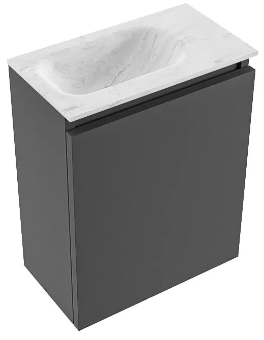 Mondiaz Ture DLux toiletmeubel 40cm dark grey met wastafel opalo links met kraangat