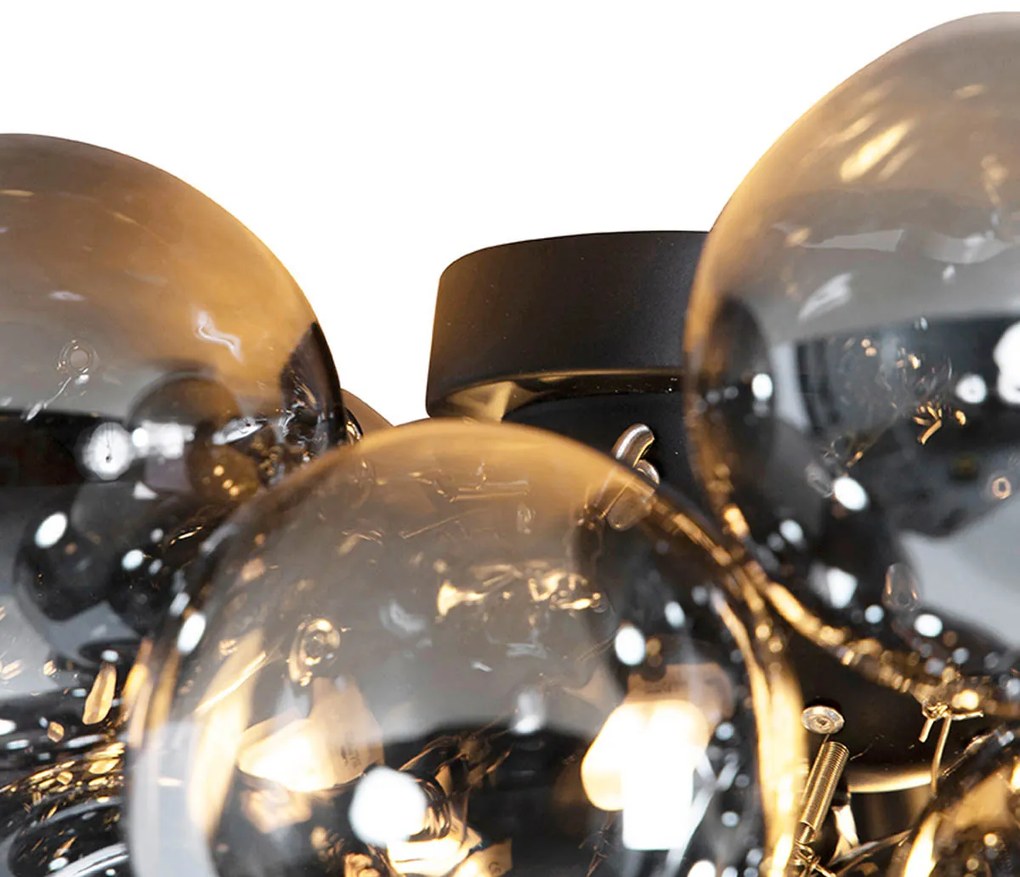 Smart plafondlamp zwart met smoke glas incl. 6 Wifi G9 - Uvas