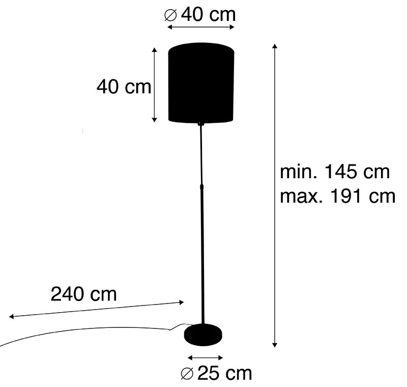 Stoffen Vloerlamp zwart kap bruin 40 cm verstelbaar - Parte Modern E27 Binnenverlichting Lamp