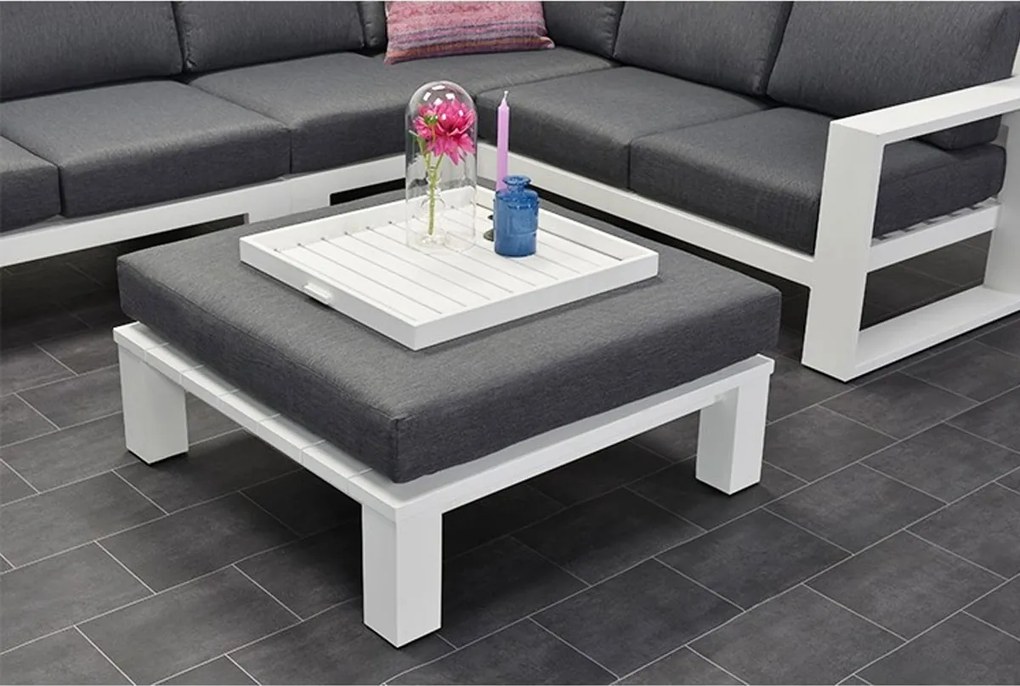 Garden Impressions Plaza lounge tuintafel 100x100xH30 cm mat wit