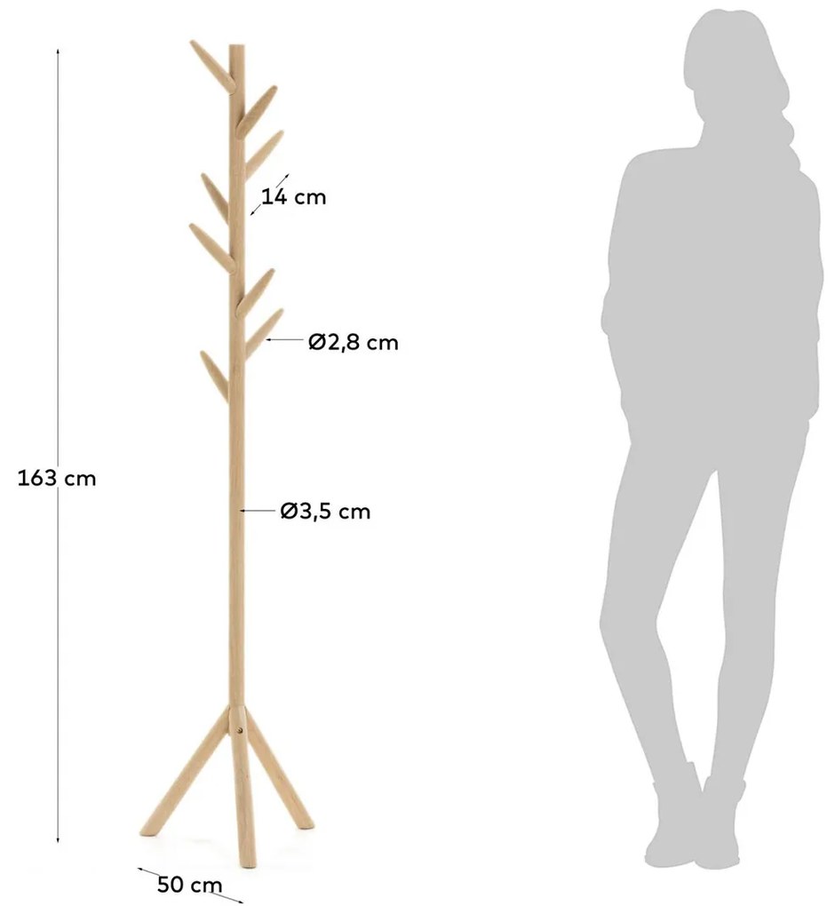 Kave Home Natane Staande Kapstok Beukenhout Met Haken