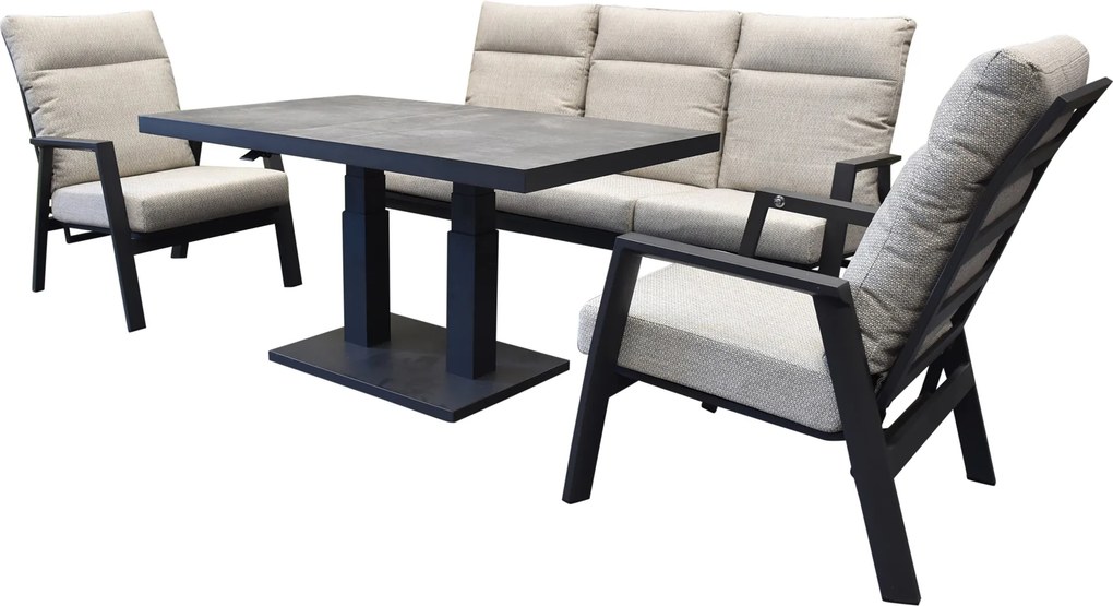 Barolo Pacific stoel bank dining loungeset 4 delig verstelbaar antraciet