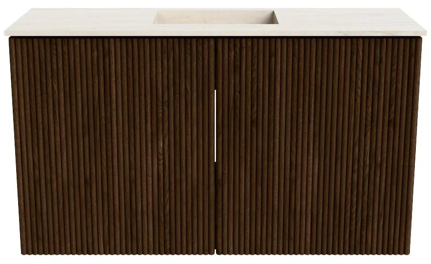 Mondiaz Joya DLux 70cm toiletmeubel walnut met wastafel faye midden zonder kraangat meli