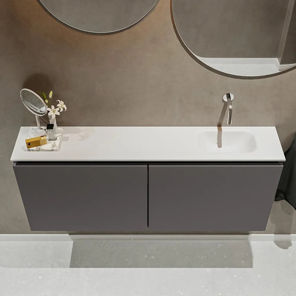 Mondiaz Ture 120cm toiletmeubel dark grey met wastafel talc rechts geen kraangat